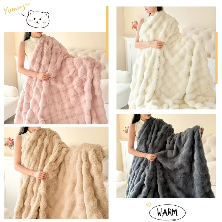 Double-Layer Extra Thick Rabbit Fur Imitation Plush Blanket, Four Sizes | Thick Double-Layer Plush Warmth | Fleece Blankets