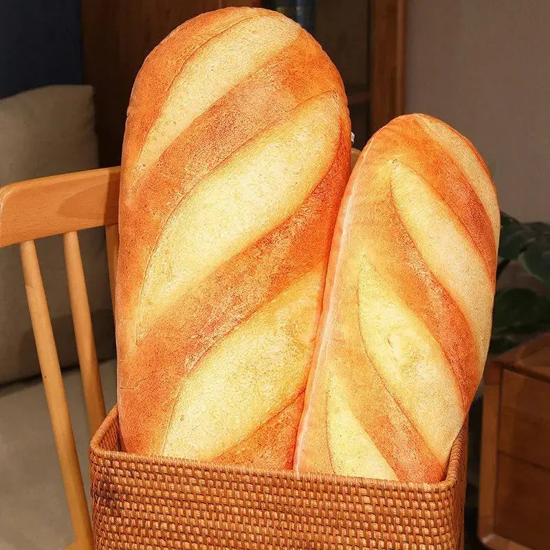Soft French Bread Plush Pillow with Realistic Printed Details | Baguette Pillow for Playful Spaces | Plush Pillows