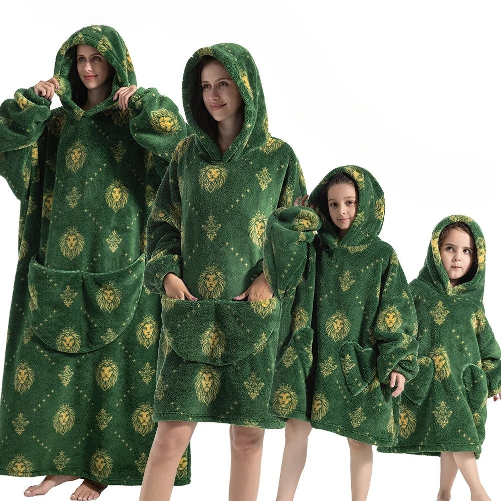 Oversized Pumpkin Print Hoodie Blanket in Fleece and Flannel, Unisex | Pumpkin Hoodie Blanket Warmth | Wearable Blankets