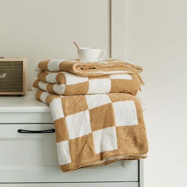 Colourful Checkerboard Polyester Throw Blanket in Three Sizes | Colourful Checks for Cosy Rooms | Throw Blankets