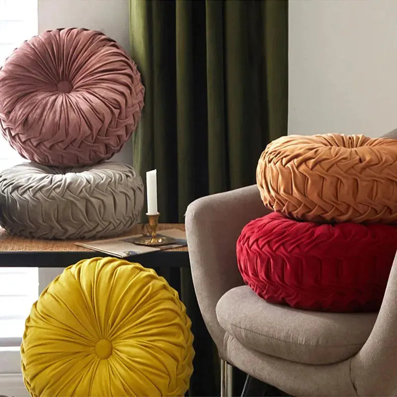 Pleated Pumpkin Throw Pillow with 3D Velvet Cushion Design | 3D Velvet Pleated Pumpkin Pillow | Decorative Pillows