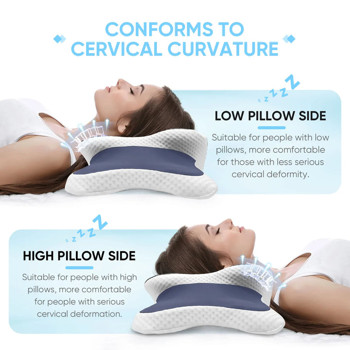 Memory Foam Butterfly Neck Pillow with Two Support Heights | Pick Your Pillow Height | Bed Pillows