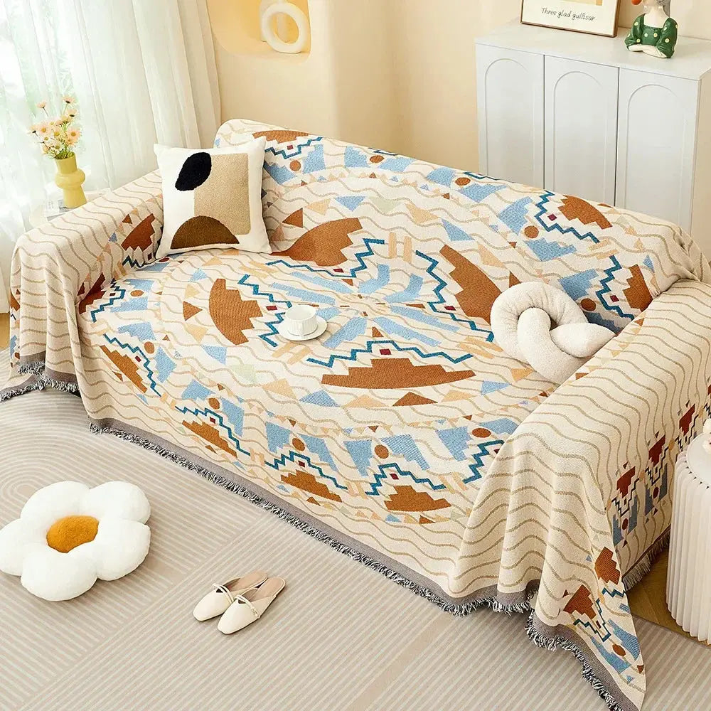 All-Season Cotton Yarn Sofa Cover Blanket for Home and Camping | Natural Cotton Cover for Furniture and Outdoors | Sofa Covers