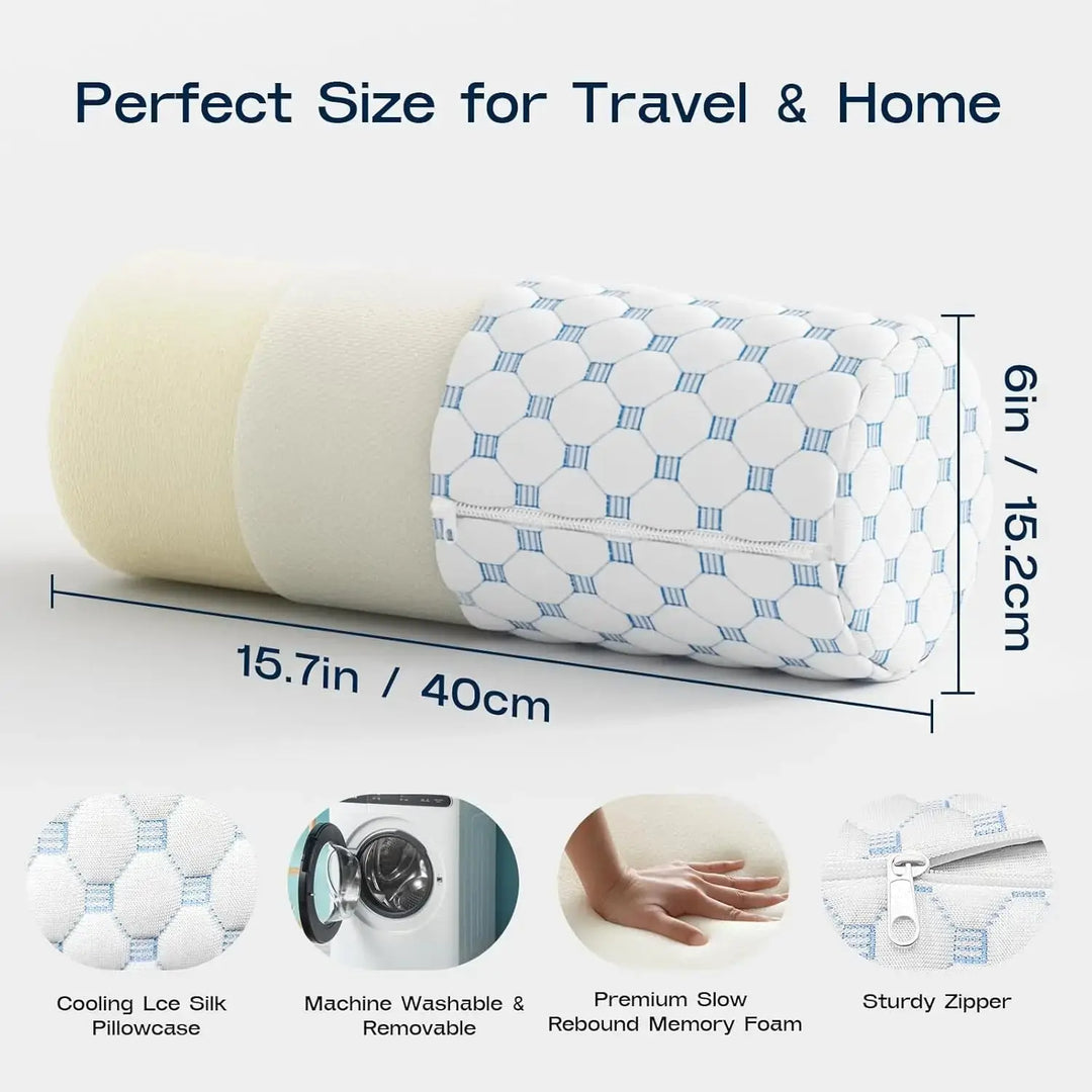 Cooling Neck Roll Pillow with Memory Foam Core | Cylinder Support for Your Neck | Neck Rolls