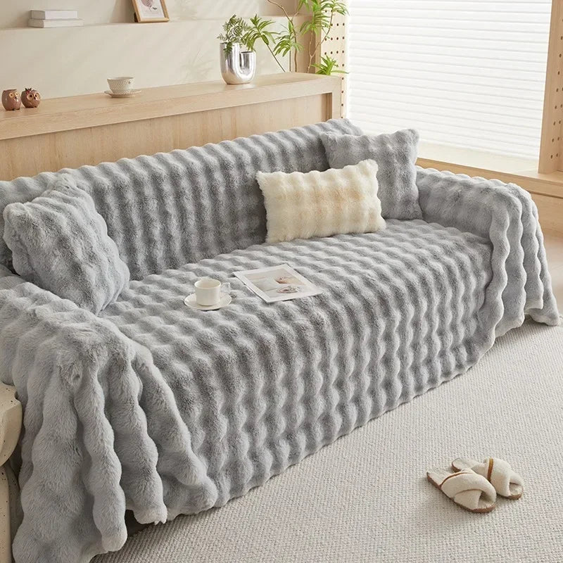 Plush Faux Fur Style Couch Throw with Non-Slip Surface | Faux Fur Plush for Your Couch | Throw Blankets