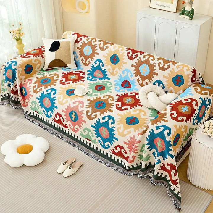 All-Season Cotton Yarn Sofa Cover Blanket for Home and Camping | Natural Cotton Cover for Furniture and Outdoors | Sofa Covers