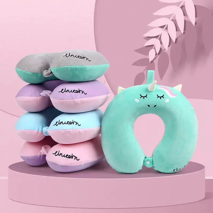 Unicorn Plush U-Shaped Memory Foam Travel Neck Pillow 12 Inch | Playful Neck Cushion for Journeys | Travel Pillows