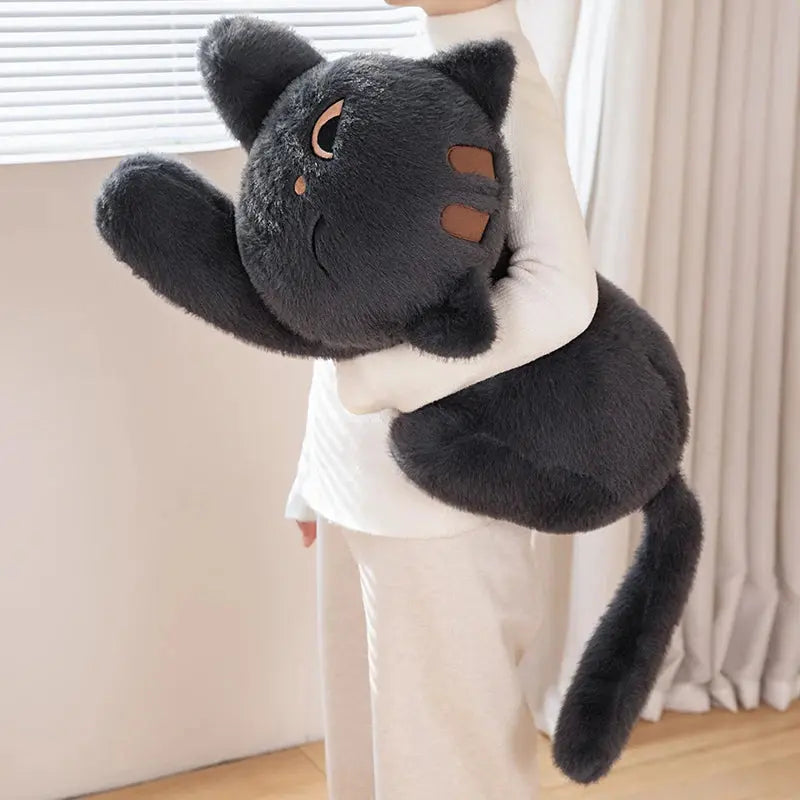 Midnight Cat Plush Pillow, Soft Lying Cat for Cuddling and Decor | Soft Midnight Cat to Cuddle | Plush Pillows
