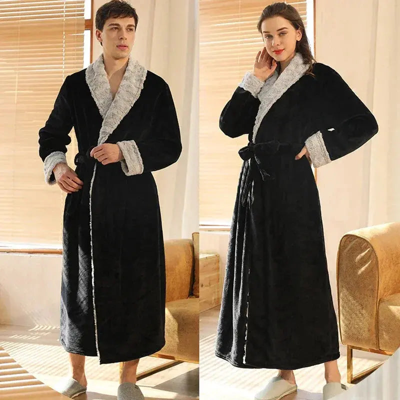 Plush Coral Fleece Bathrobe for Women and Men with Pockets | Velvety Warmth After Showers | Robes