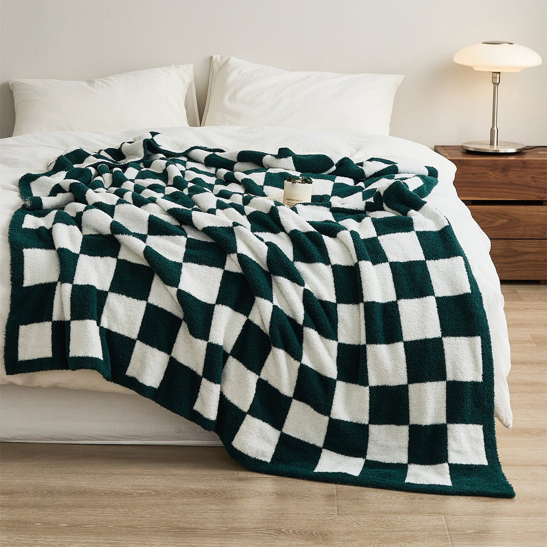 Colourful Checkerboard Polyester Throw Blanket in Three Sizes | Colourful Checks for Cosy Rooms | Throw Blankets