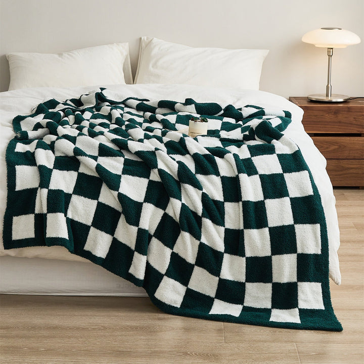 Colourful Checkerboard Polyester Throw Blanket in Three Sizes | Colourful Checks for Cosy Rooms | Throw Blankets