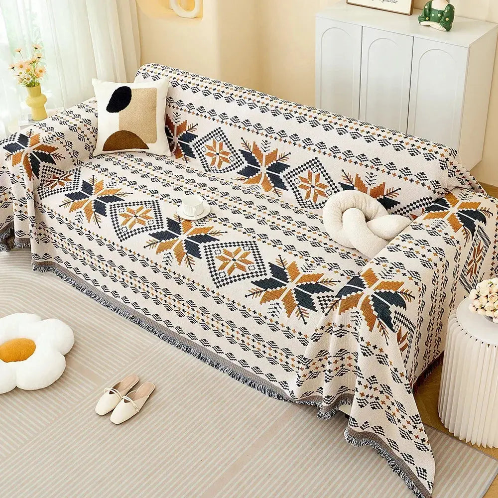 All-Season Cotton Yarn Sofa Cover Blanket for Home and Camping | Natural Cotton Cover for Furniture and Outdoors | Sofa Covers