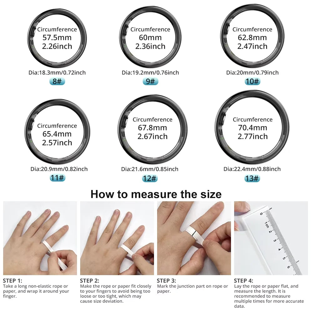 Stainless Steel Smart Ring with Sleep Tracking and Charging Case | Discreet Activity and Sleep Tracking | Smart Rings