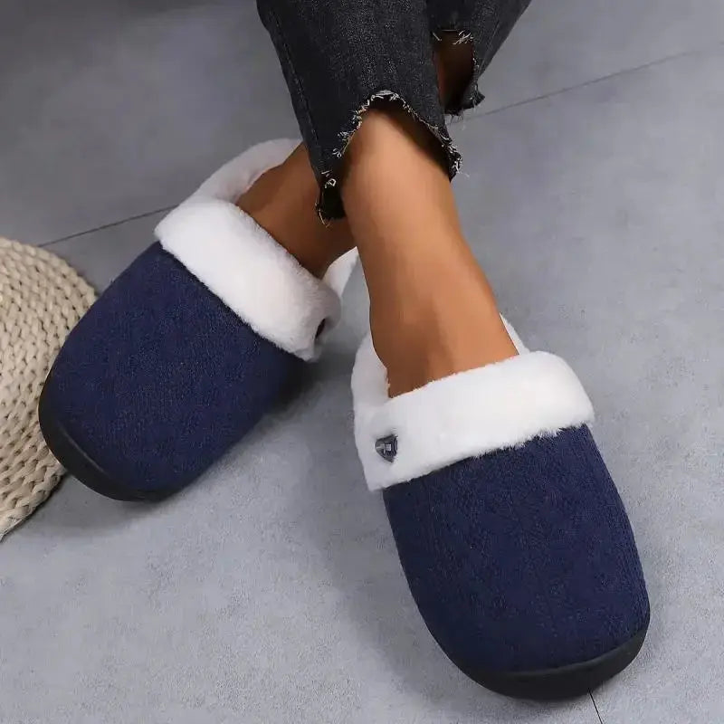 Platform Fluffy Plush House Slippers in Faux Fur for Winter | Elevated Faux Fur Slippers for Home | Slippers