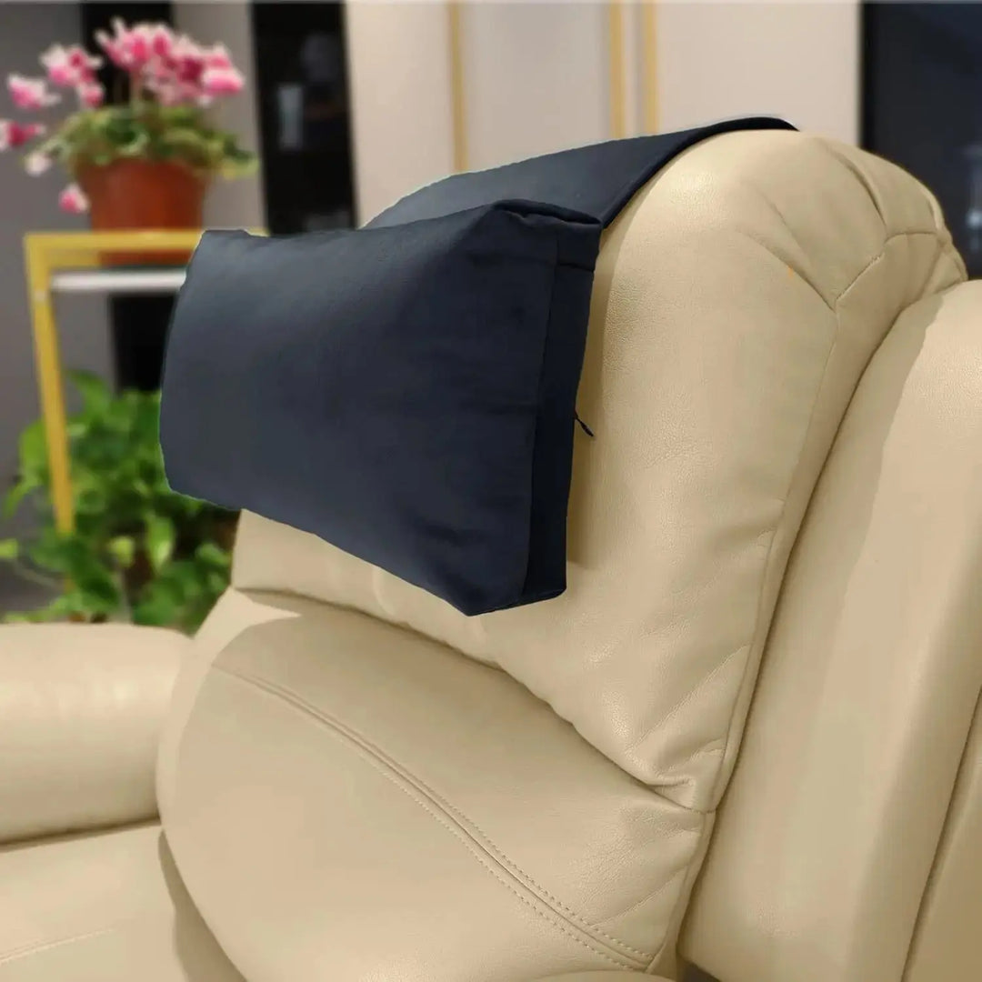 Velvet Headrest Pillow with Non-Slip Base for Recliners and Car Seats, 60x40cm | Head Cushion That Stays Put | Headrest Pillows