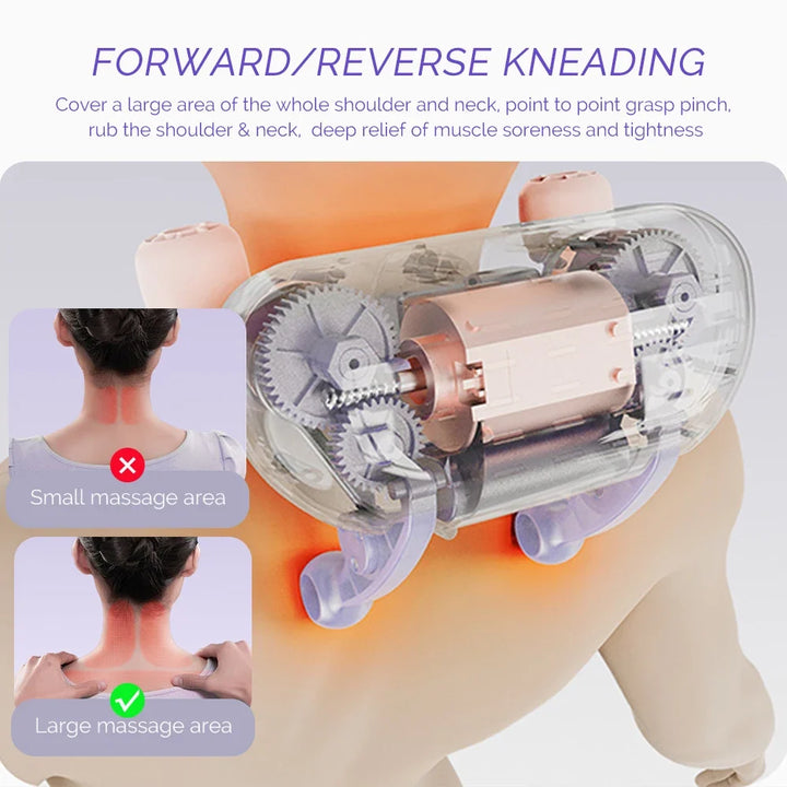 Cordless Neck and Shoulder Massager with Heat, Rechargeable Kneading Pillow | Cordless Kneading with Warmth | Massage Pillows