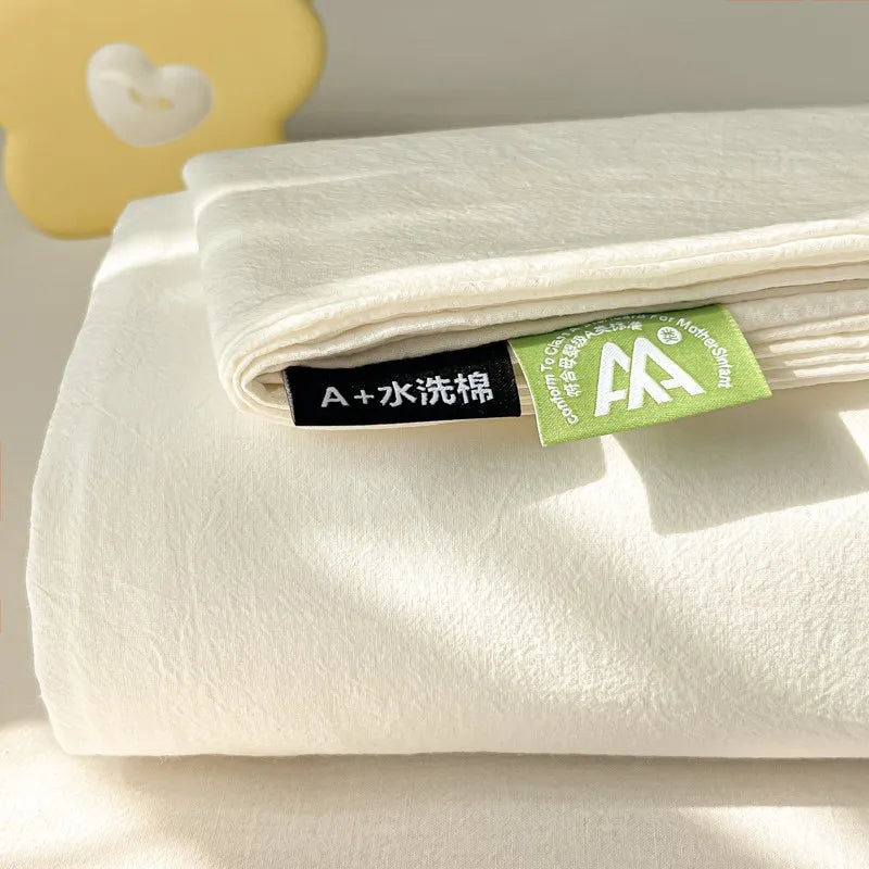 3-Piece Cotton Flat Sheet and Pillowcase Set in Soft Colours | Soft Cotton Layer for Your Bed | Bedding Sets