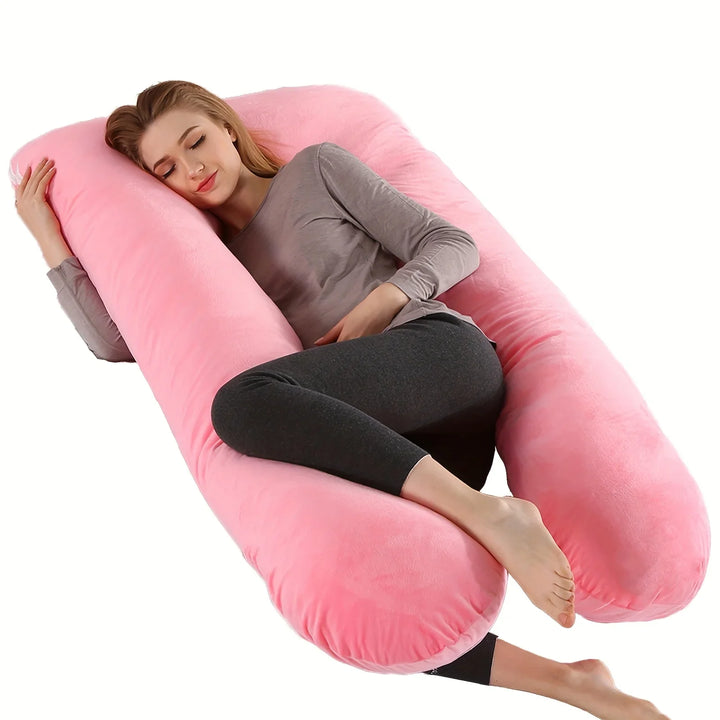 U-Shaped Full Body Pillow with Removable Fleece Cover | Wraparound Support for Side Sleepers | Body Pillows