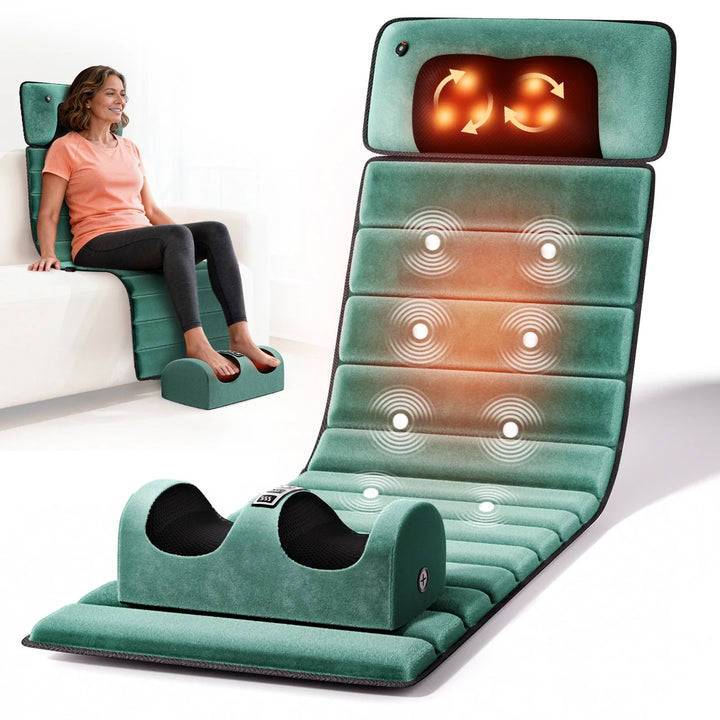 Vibration Massage Mat with Heat and Detachable Neck Pillow | Nine Modes of Gentle Vibration | Massage Mats