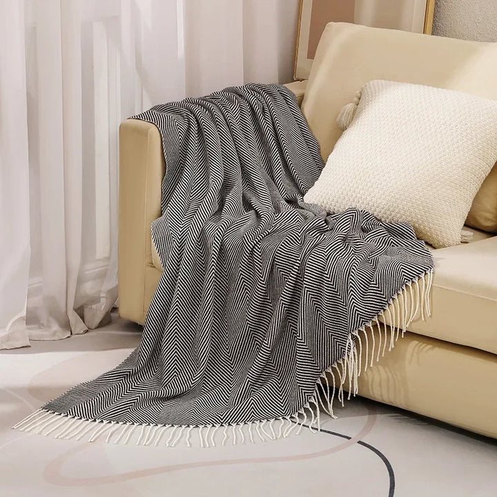 Nordic Stripe 100% Cotton Throw Blanket for Sofa and Bed | Nordic Stripes in Pure Cotton | Cotton Blankets