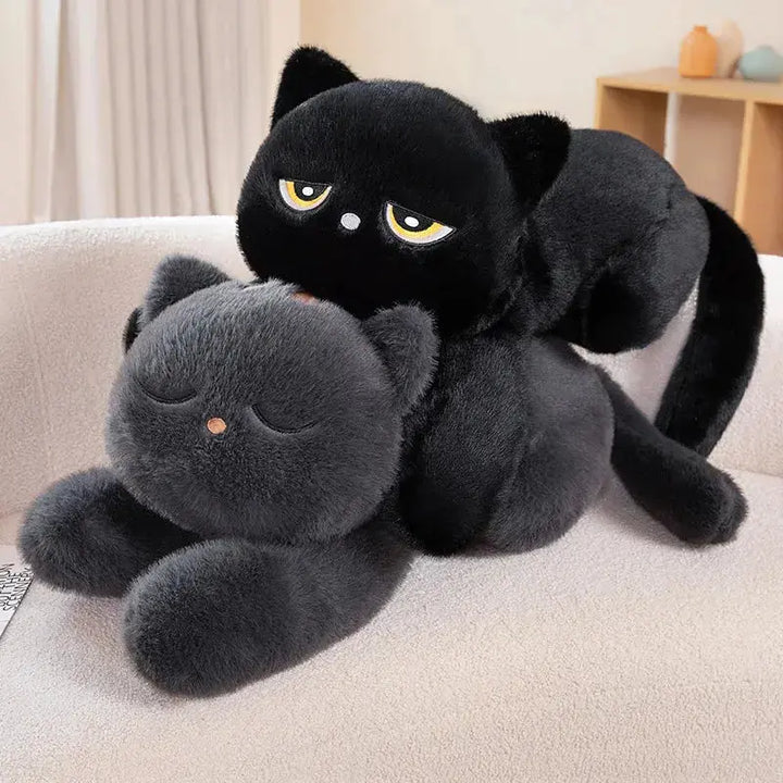 Midnight Cat Plush Pillow, Soft Lying Cat for Cuddling and Decor | Soft Midnight Cat to Cuddle | Plush Pillows