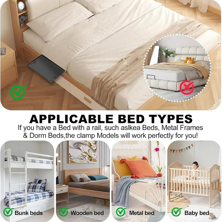Clip On Bedside Shelf with T-Shaped Cable Catch for Bunk and Loft Beds | Floating Shelf Without Tools | Bedside Shelves