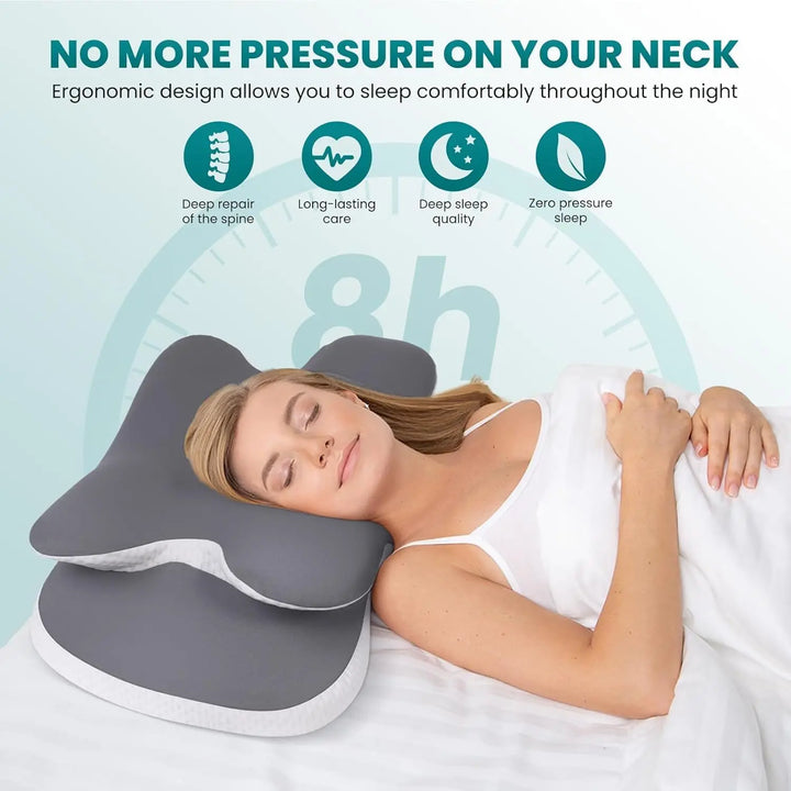 Butterfly Memory Foam Cervical Pillow with Dual Height Contour | Dual Height Neck Contour | Bed Pillows