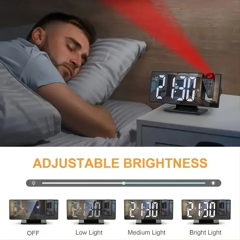Projection Alarm Clock with Rotating Ceiling Display and Large LED Screen | Time on the Ceiling at Night | Alarm Clocks
