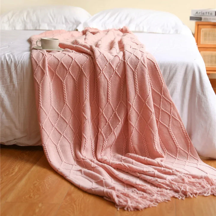 Nordic Style Thick Knitted Throw Blanket in Soft Synthetic Cashmere, Six Colours | Plush Nordic Knit for Chilly Evenings | Throw Blankets