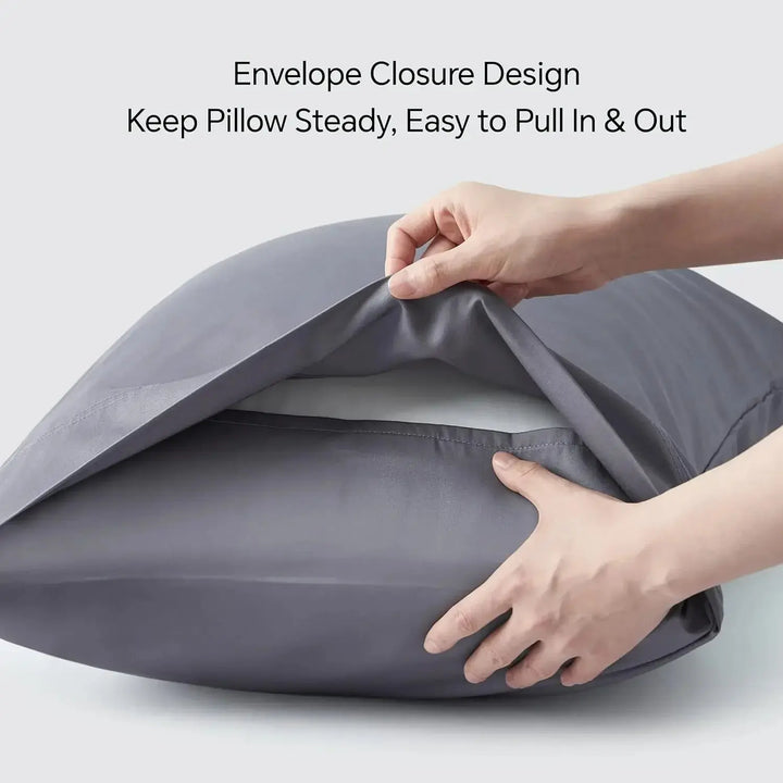 Bamboo Rayon Cooling Pillowcase with Envelope Closure, Queen Size, Twill Weave | Cool, Silky Pillow Cover | Pillowcases