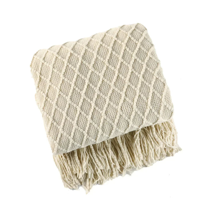 Nordic Style Thick Knitted Throw Blanket in Soft Synthetic Cashmere, Six Colours | Plush Nordic Knit for Chilly Evenings | Throw Blankets