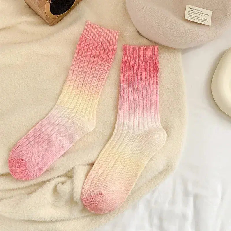Gradient Wool Cashmere Blend Long Socks for Women, Thick Thermal Knit | Thermal Gradient Socks for Winter | Socks