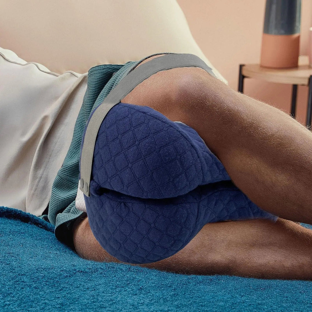 Knitted Memory Foam Leg Pillow with Curved Ergonomic Shape, 11x8 Inch | Compact Curved Pillow for Resting | Leg Pillows