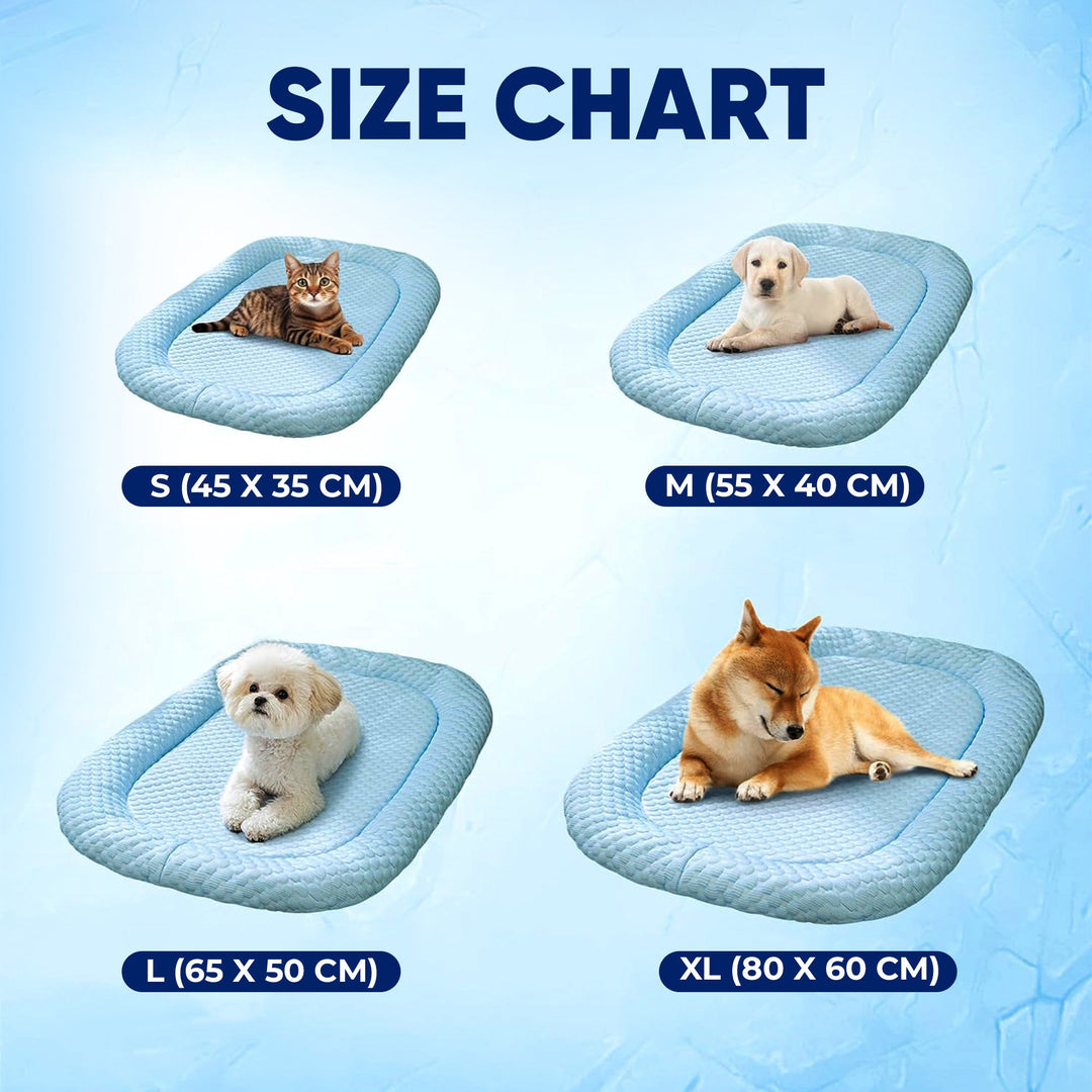 Ice-Silk Cooling Mat Pet Bed for Dogs and Cats in Four Sizes | Cool Spot for Summer Pets | Pet Beds