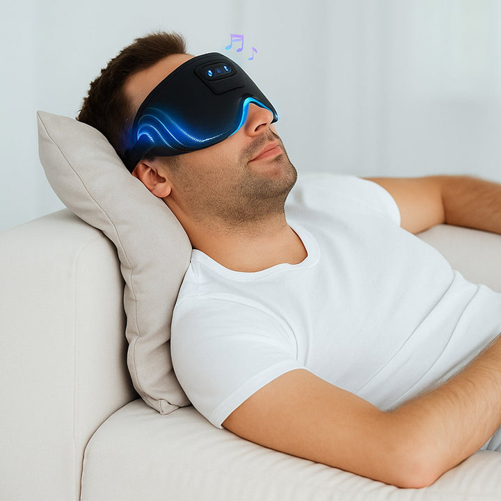 Bluetooth Sleep Mask with 3D Memory Foam Contour, USB-C and 10 Hour Battery | Blackout Mask With Built-In Sound | Sleep Masks
