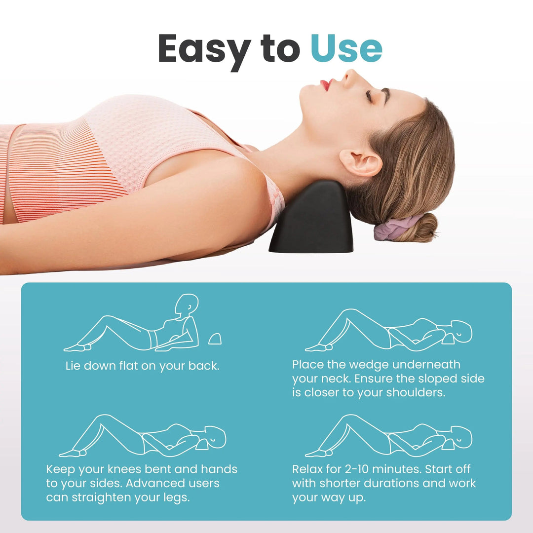 Dual-Peak Foam Neck Relaxation Support Pillow with Pressure Nodes | Compact Contoured Neck Rest | Neck Pillows