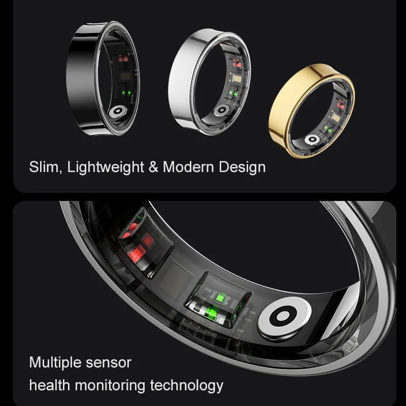 Stainless Steel Smart Ring with Sleep Tracking and Charging Case | Discreet Activity and Sleep Tracking | Smart Rings