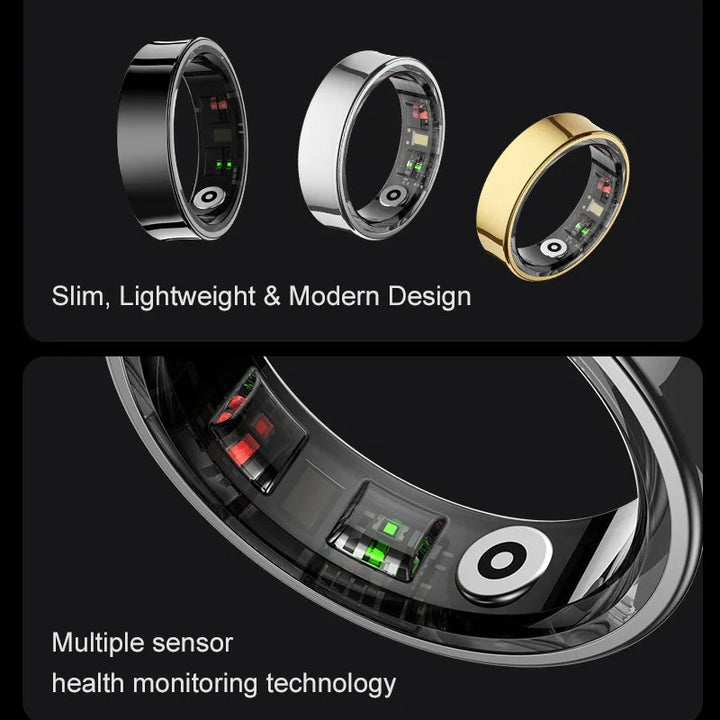 Stainless Steel Smart Ring with Sleep Tracking and Charging Case | Discreet Activity and Sleep Tracking | Smart Rings
