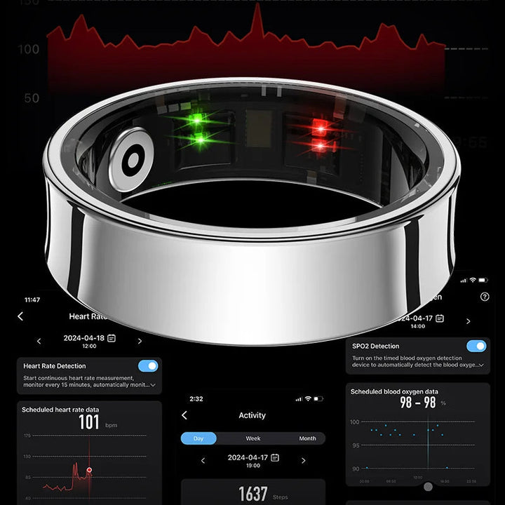 Stainless Steel Smart Ring with Sleep Tracking and Charging Case | Discreet Activity and Sleep Tracking | Smart Rings