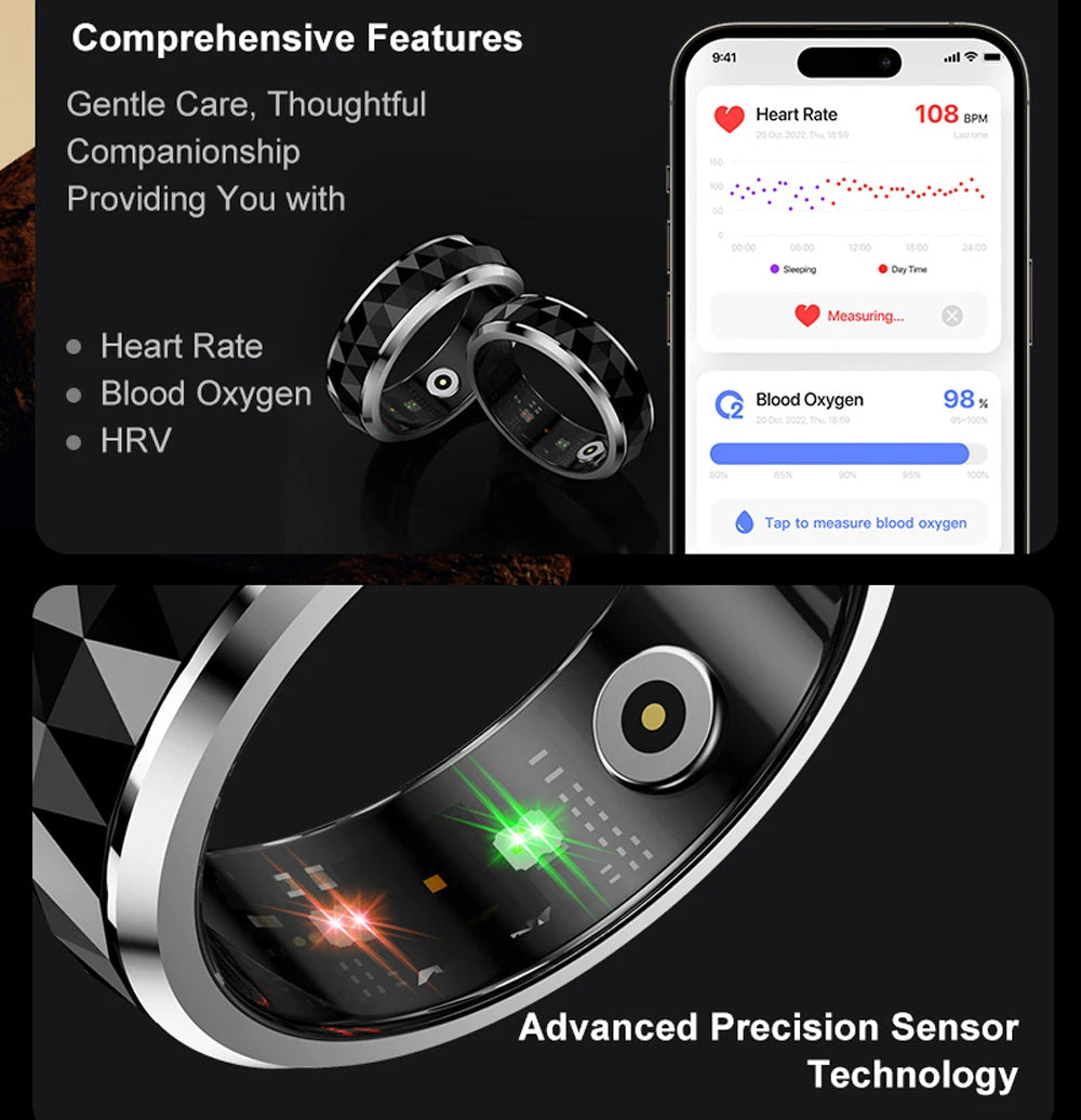 Smart Ring with Rotating Spinner, Charging Case and Sleep Tracking | Track Your Day and Fidget Too | Smart Rings