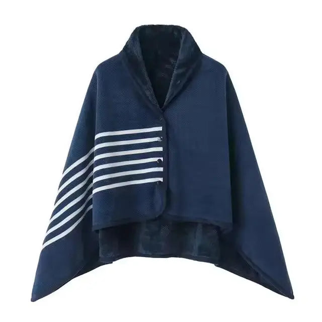 Wearable Flannel Fleece Plaid Blanket with Snap Closure, Poncho or Cape Style | Wear It or Throw It Blanket | Wearable Blankets