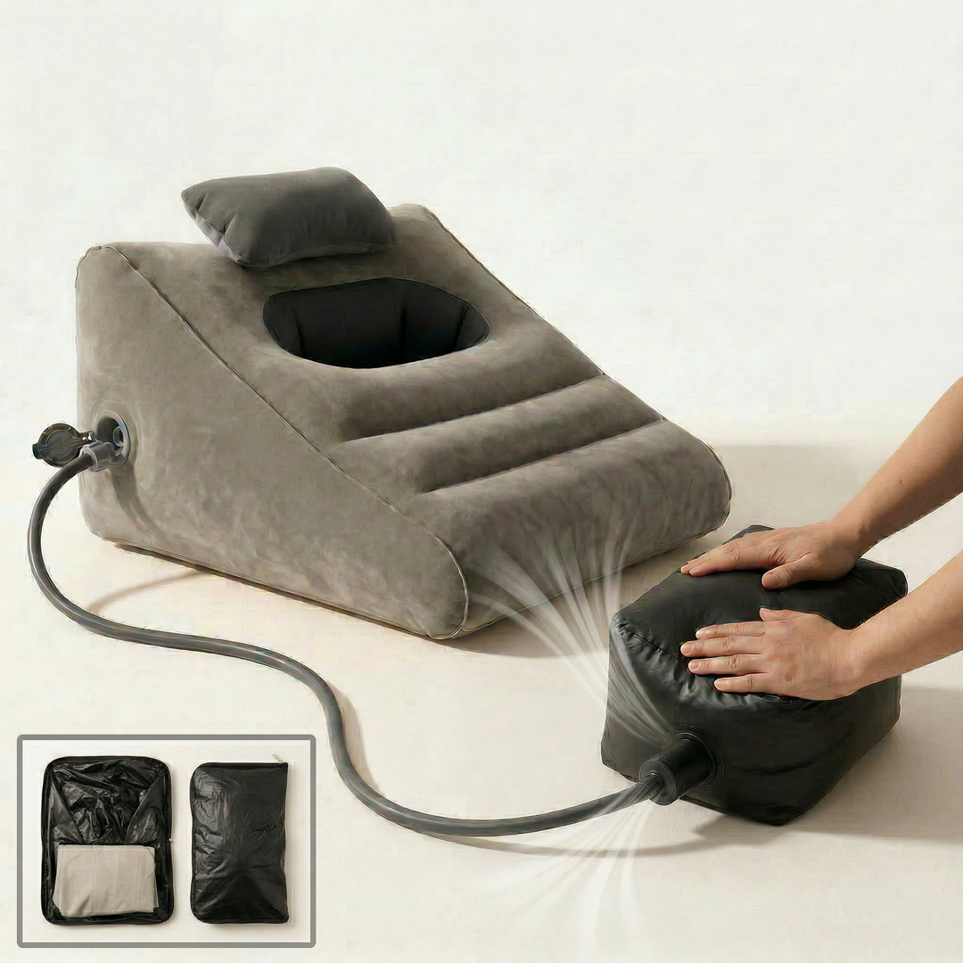Portable Inflatable Wedge Pillow with Built-In Inflating Storage Bag | Inflates in Seconds, Packs Flat | Wedge Pillows