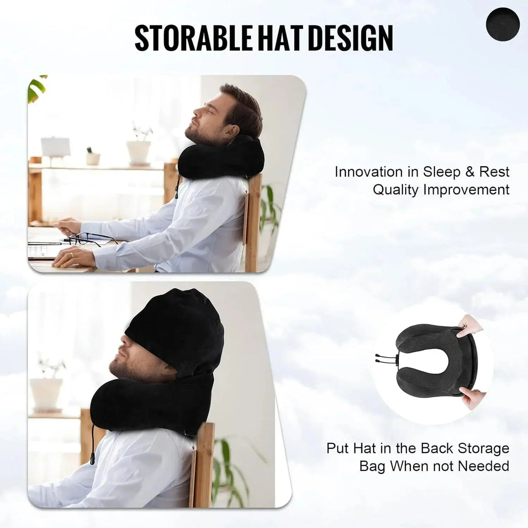 Hooded U-Shaped Memory Foam Travel Neck Pillow | Travel Pillow With Built-In Privacy | Travel Pillows
