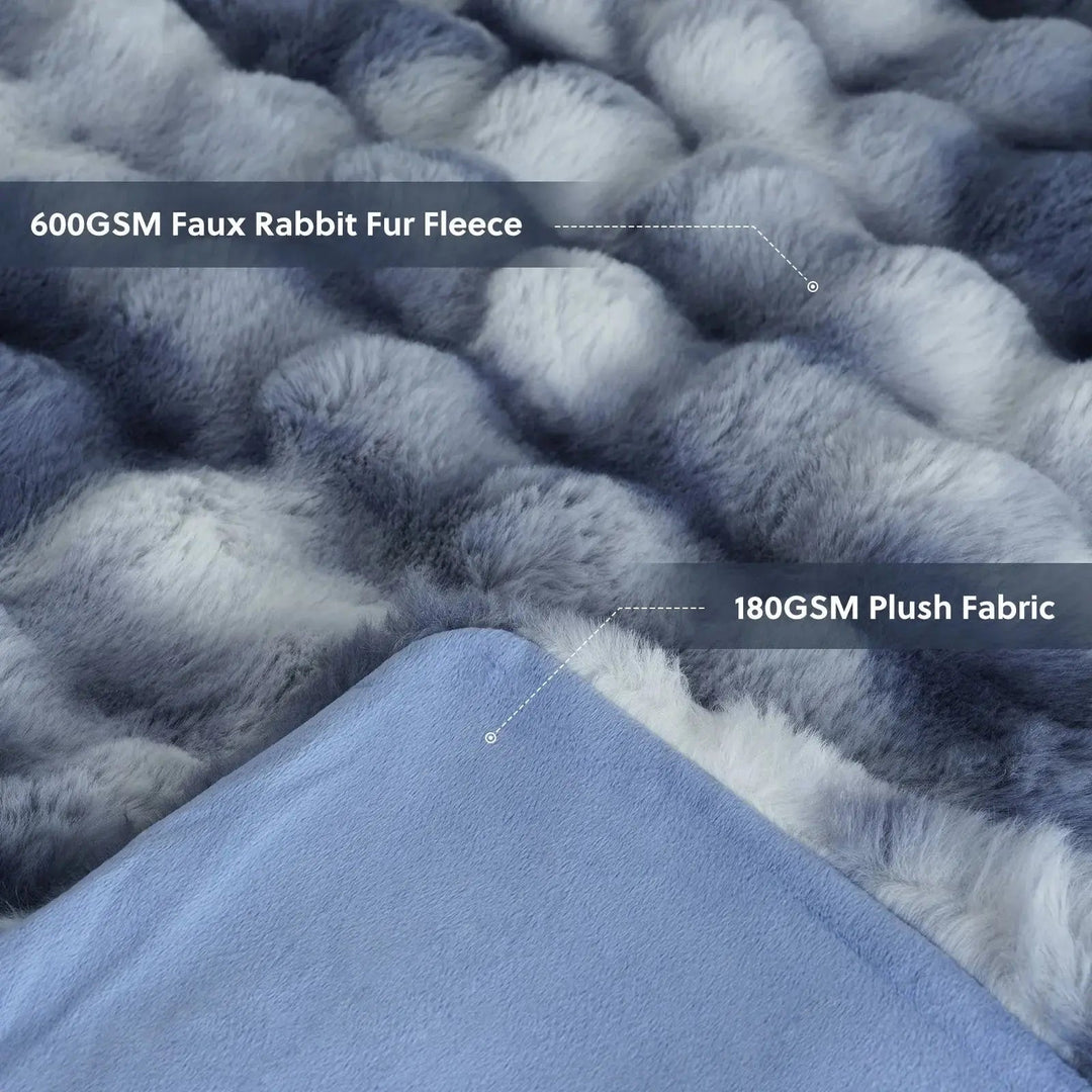 Reversible Faux Rabbit Fur and Velvet Fleece Throw Blanket | Two Plush Sides, One Cosy Throw | Throw Blankets