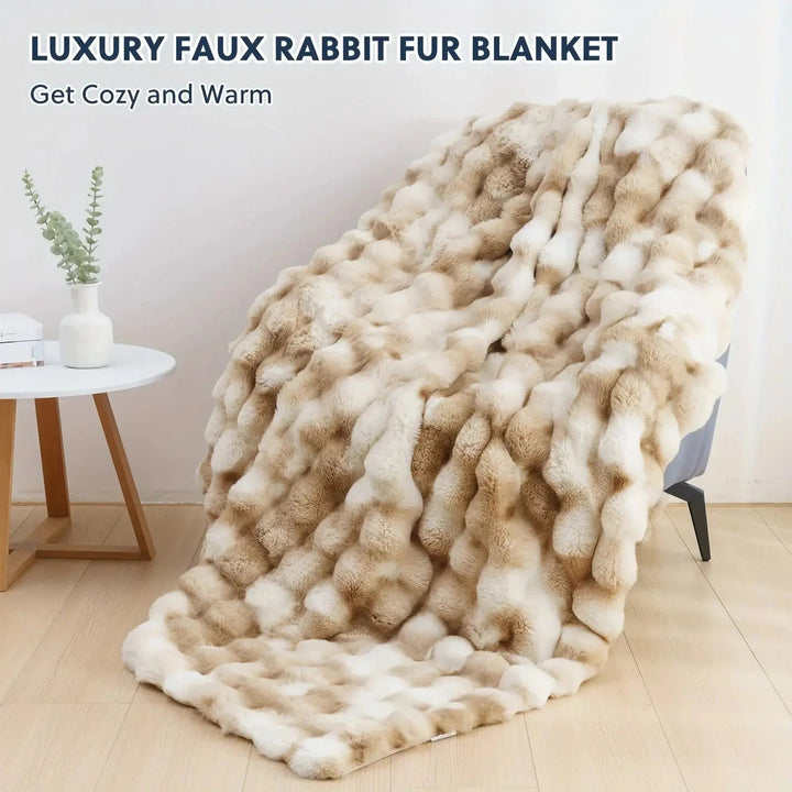 Reversible Faux Rabbit Fur and Velvet Fleece Throw Blanket | Two Textures, One Throw | Throw Blankets