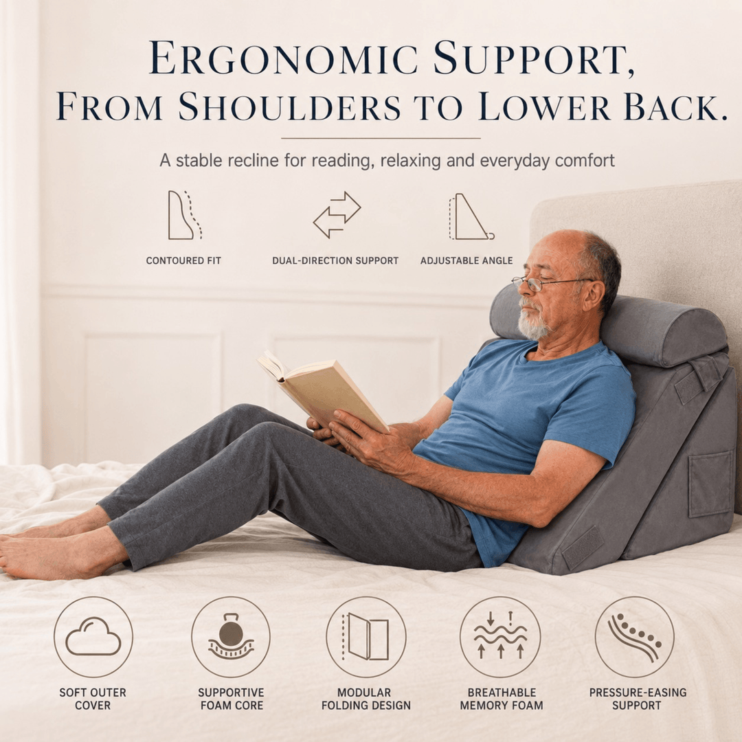 Adjustable Memory Foam Bed Wedge Pillow Set for Sleeping, Reading and Leg Rest | Build Your Own Incline Setup | Wedge Pillows