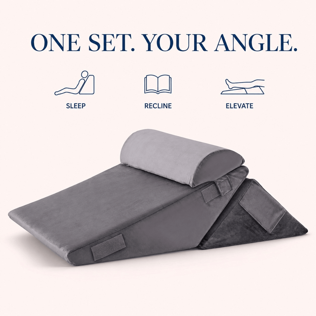 Adjustable Memory Foam Bed Wedge Pillow Set for Sleeping, Reading and Leg Rest | Build Your Own Incline Setup | Wedge Pillows