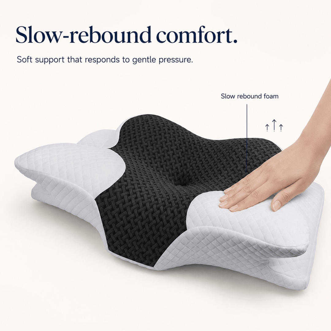 Butterfly Cervical Memory Foam Pillow with Two Heights and Washable Cover | Two Heights, One Butterfly Pillow | Bed Pillows