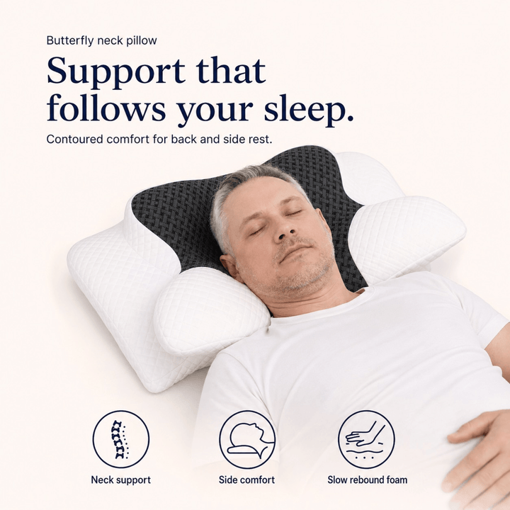 Butterfly Cervical Memory Foam Pillow with Two Heights and Washable Cover | Two Heights, One Butterfly Pillow | Bed Pillows