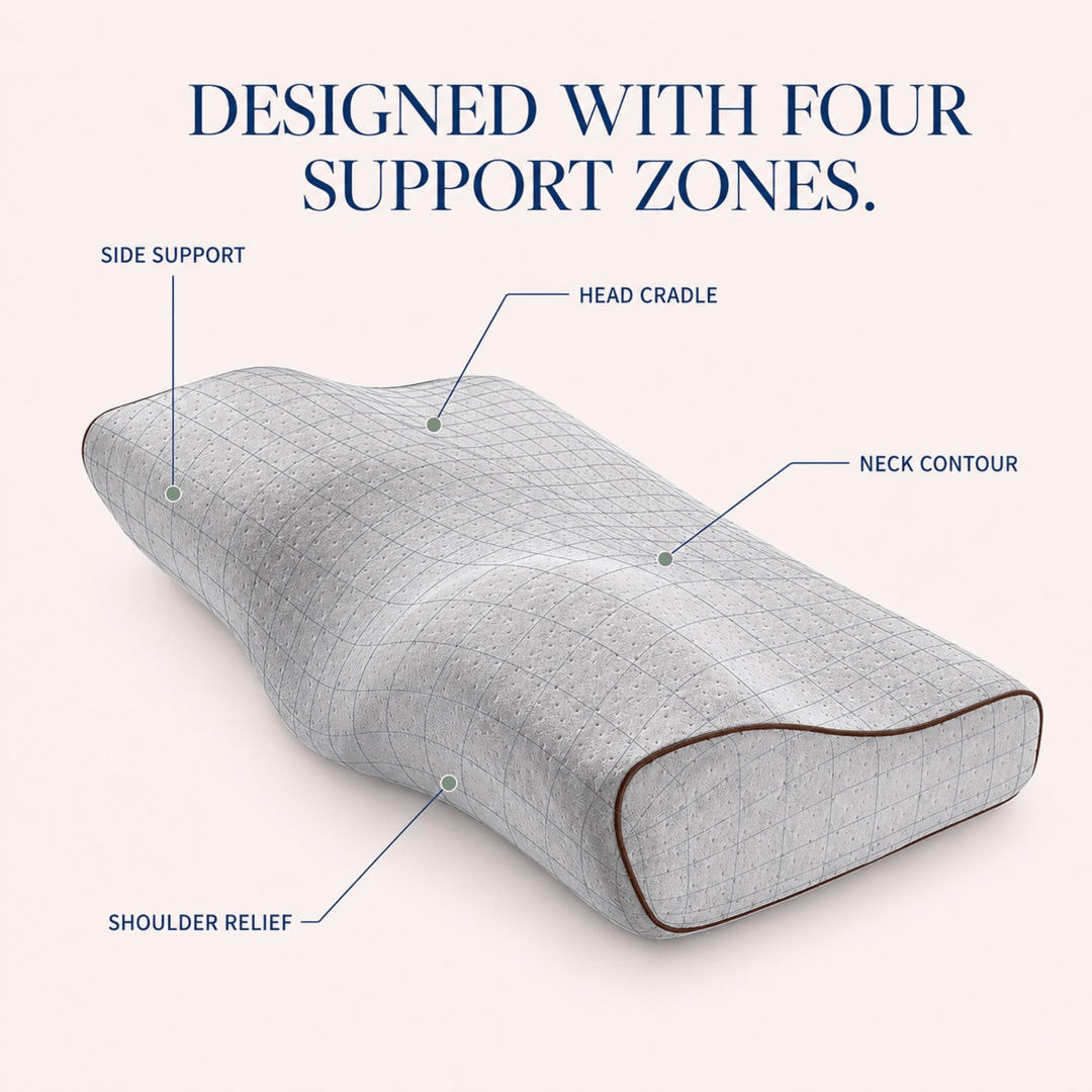 Butterfly Contour Memory Foam Pillow with Two Heights and Velvet Cover | Contour Pillow With Velvet-Look Covers | Bed Pillows